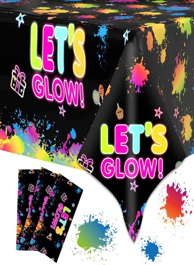 PERFQU 3 Pcs Glow Party Table Covers Neon Tablecloths Glows in The Dark Tablecloths Decorations Neons Table Cover Supplies for Glow Party Favors, Neons Birthday Parties and Black Light Parties - Image 1